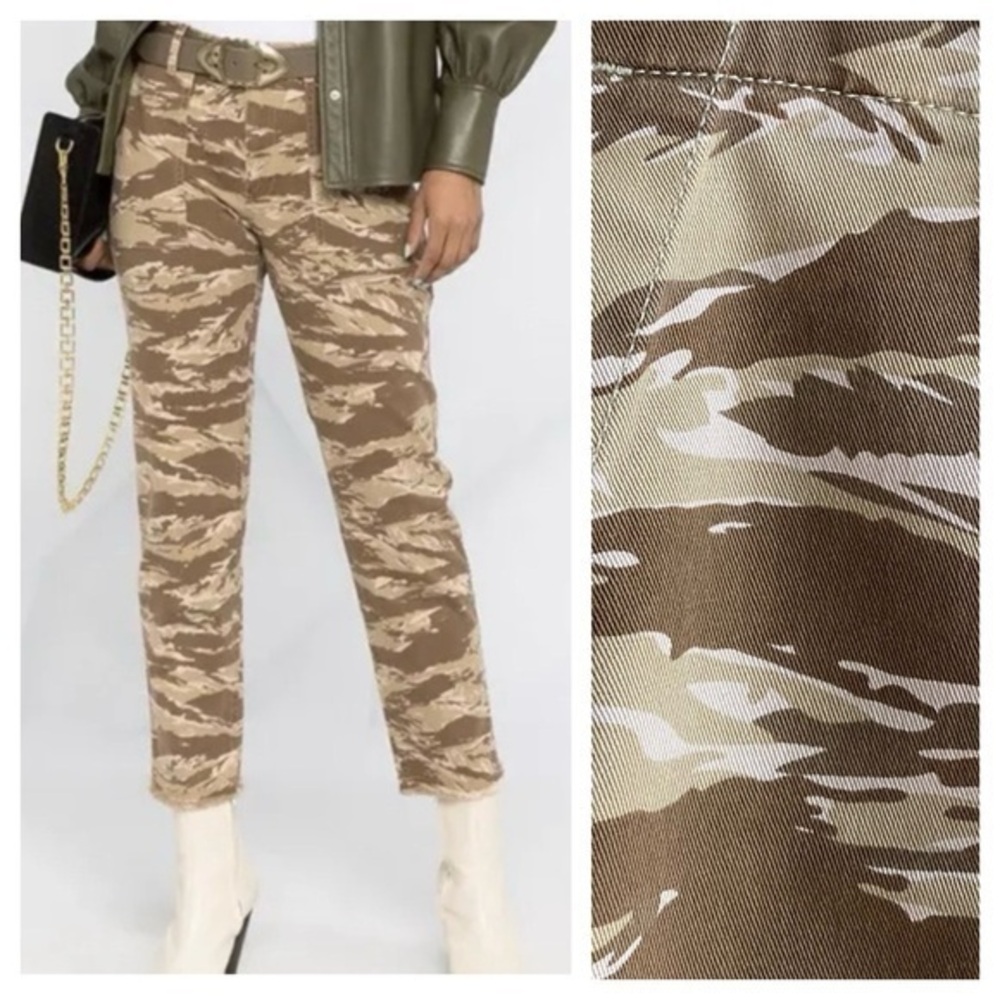 Nili Lotan Khaki Tiger Camo Cropped French Military Pants 6